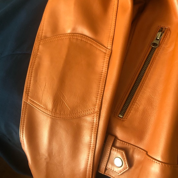 Brand new leather jacket. Color Cognac or Hickory . 100% real Lambskin leather - Picture 11 of 14